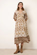V Neck Border Print Dress by Blue Vanilla