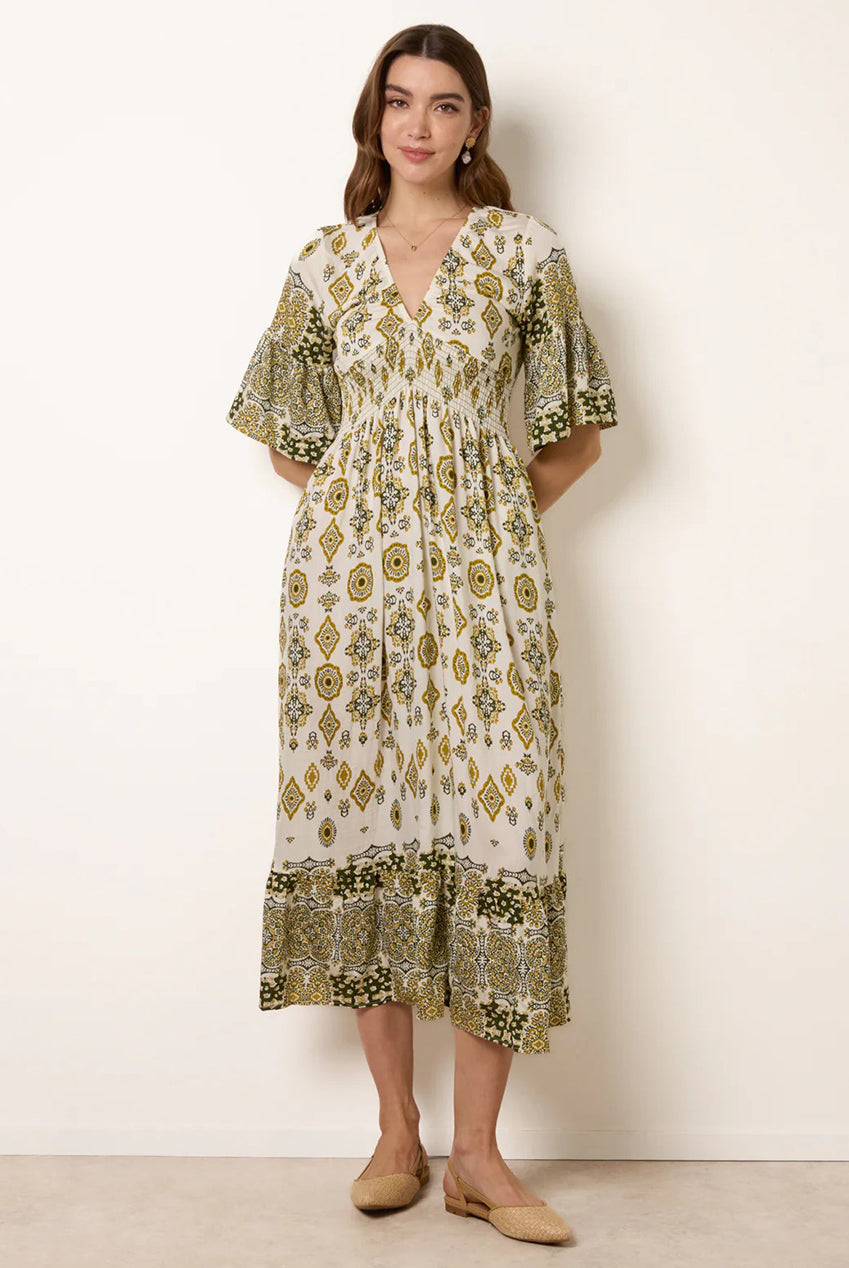 V Neck Border Print Dress BV269835175