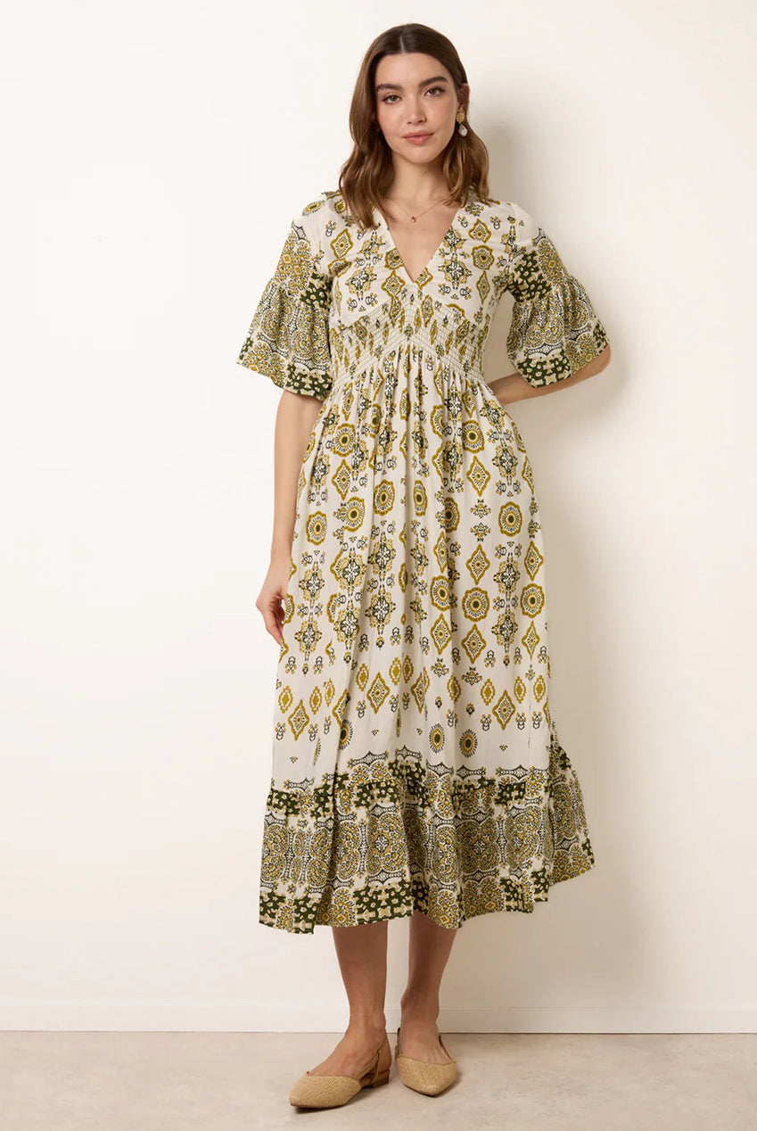 V Neck Border Print Dress BV269835175