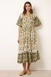 V Neck Border Print Dress by Blue Vanilla