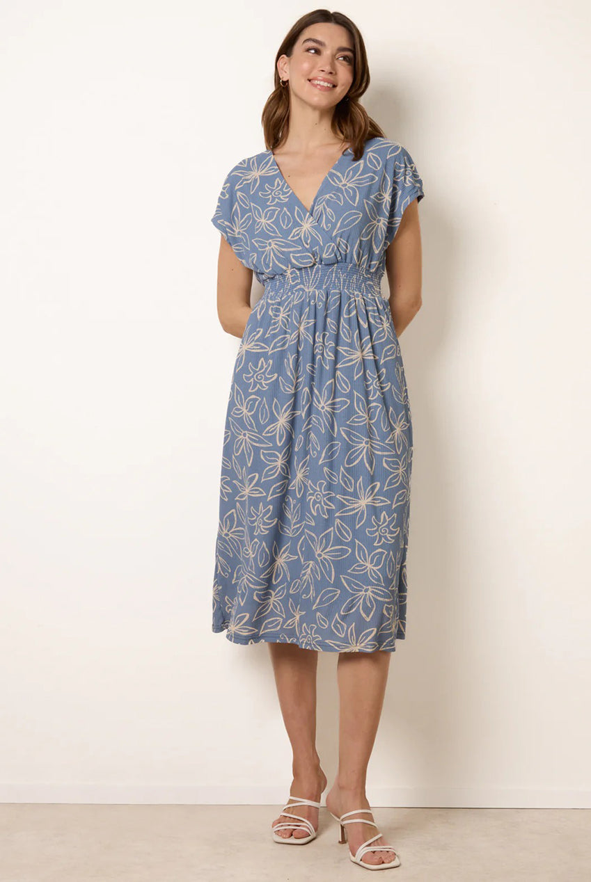 Floral Wrap Front Elasticated Waist Midi Dress BV269858002