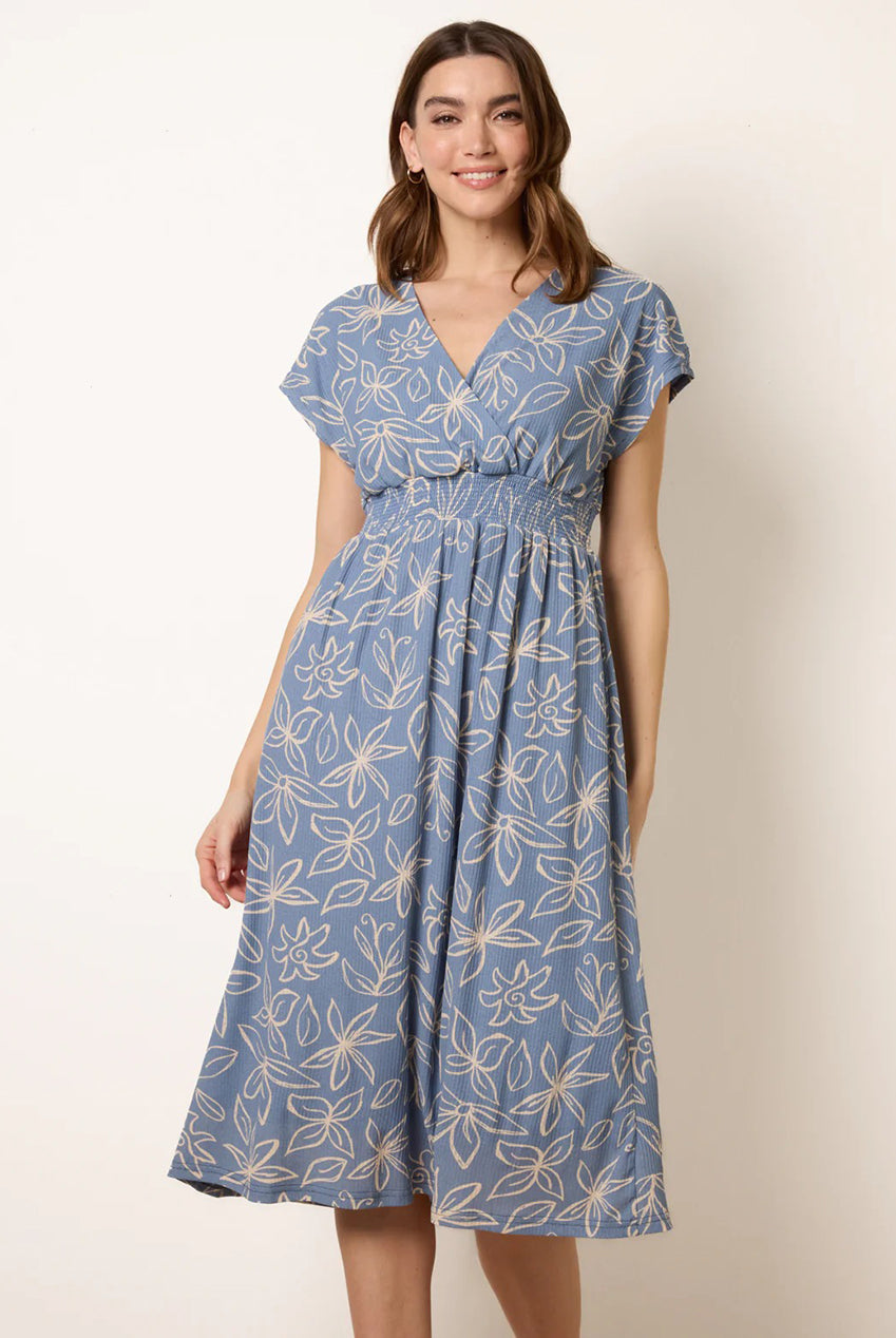 Floral Wrap Front Elasticated Waist Midi Dress BV269858002