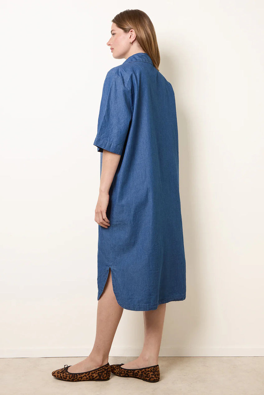 Button Front Denim Shirt Dress BV269866018