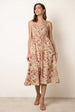 Floral Shirred Strappy Midi Dress by Blue Vanilla