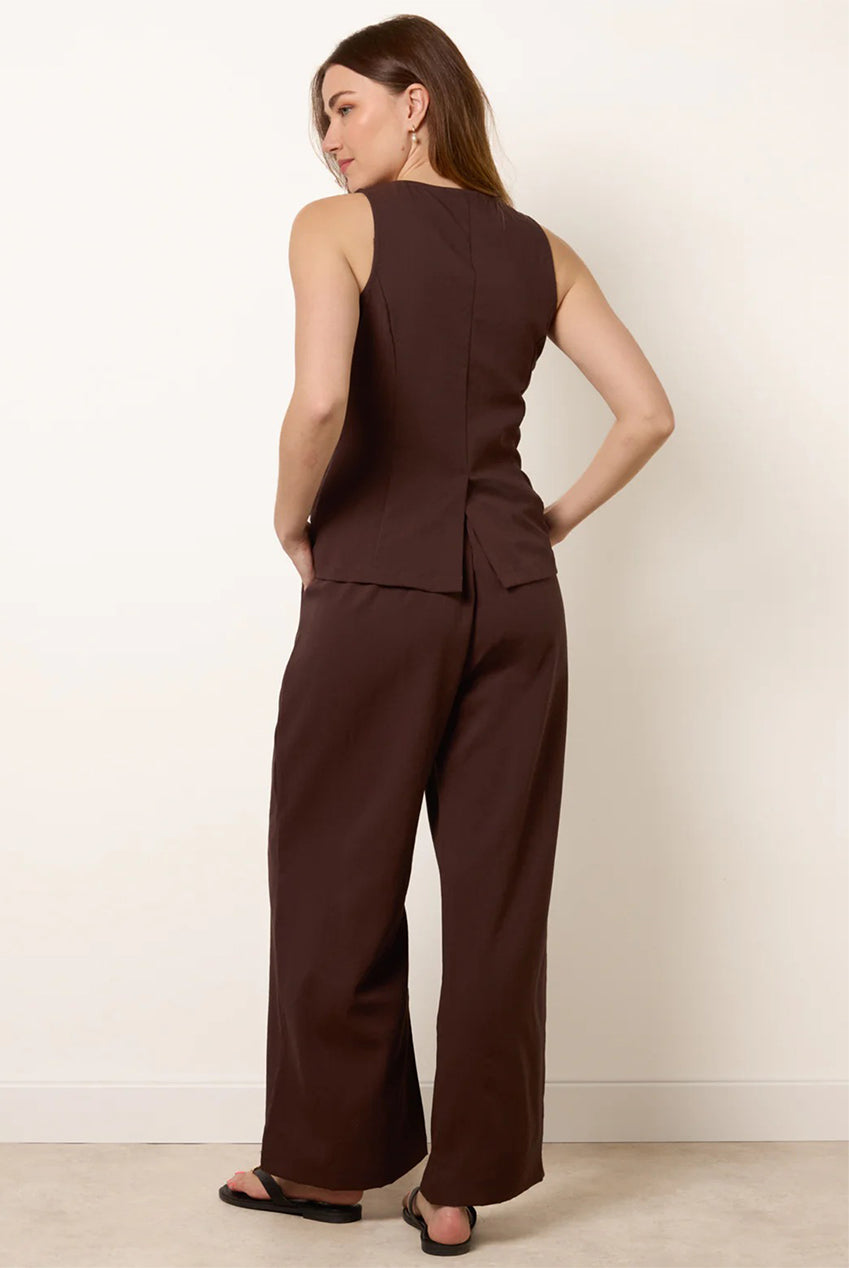 Round Neck Button Through Vest & Trouser Set BV269896030
