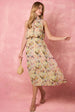 Watercolour Printed Sleeveless Midi Dress by Blue Vanilla