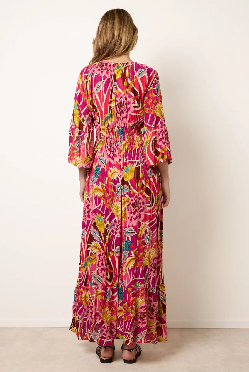 Tropical Print V-Neck Maxi Dress BV269958020