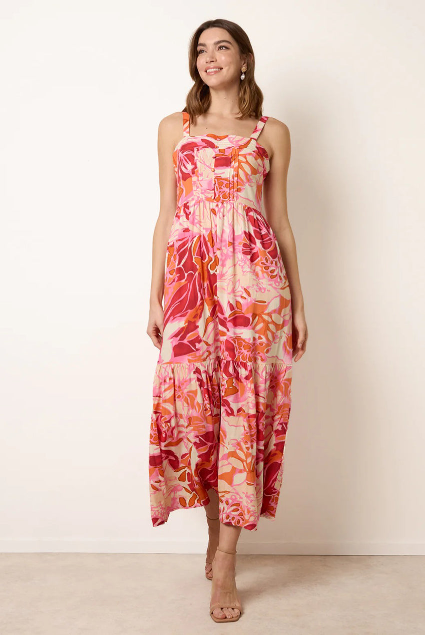 Tropical Print Adjustable Strap Maxi Dress BV269969020