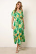 Pineapple Double V Midi Dress by Blue Vanilla