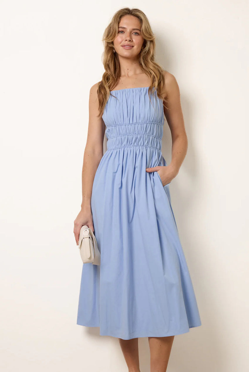 Ruched Binding Strappy Midi Dress BV269986002