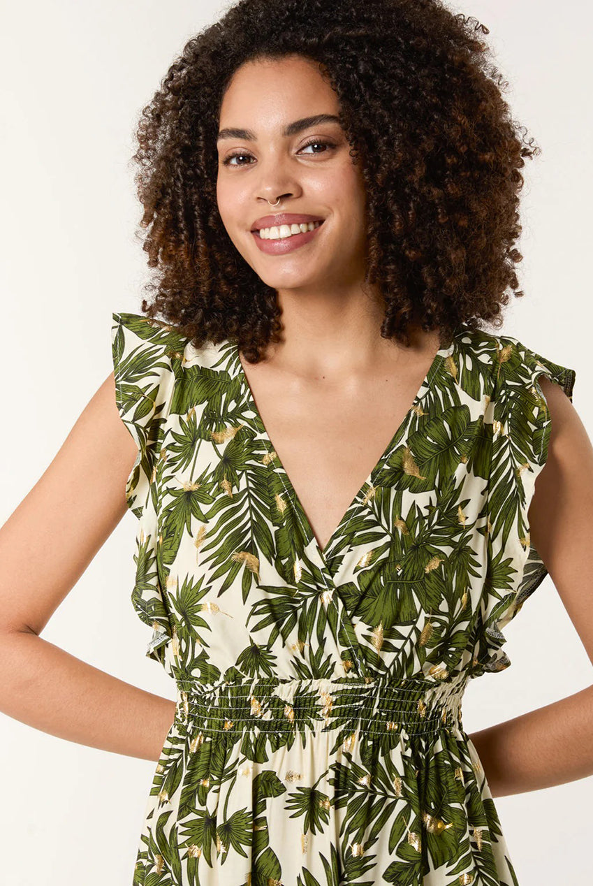 Tropical Dress With Palm Leaf Print BV3468056