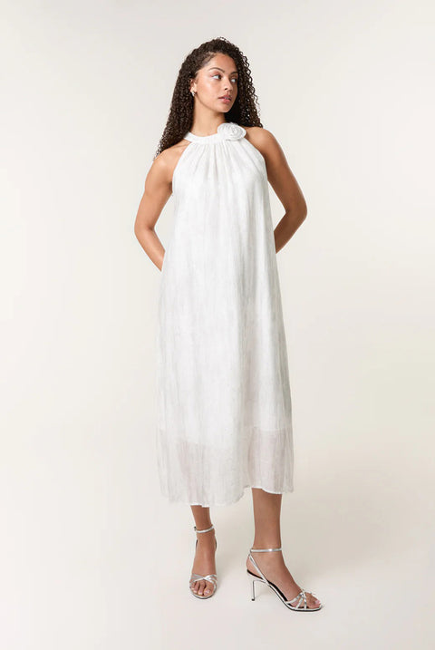 Luxe Rose Detail Halter Neck Dress by Blue Vanilla