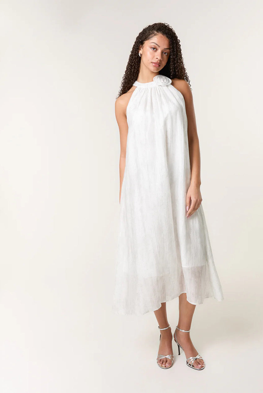 Luxe Rose Detail Halter Neck Dress BV3565014