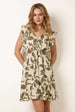 Tropical Print Wrap Over Mini Dress With Flutter Sleeve by Blue Vanilla