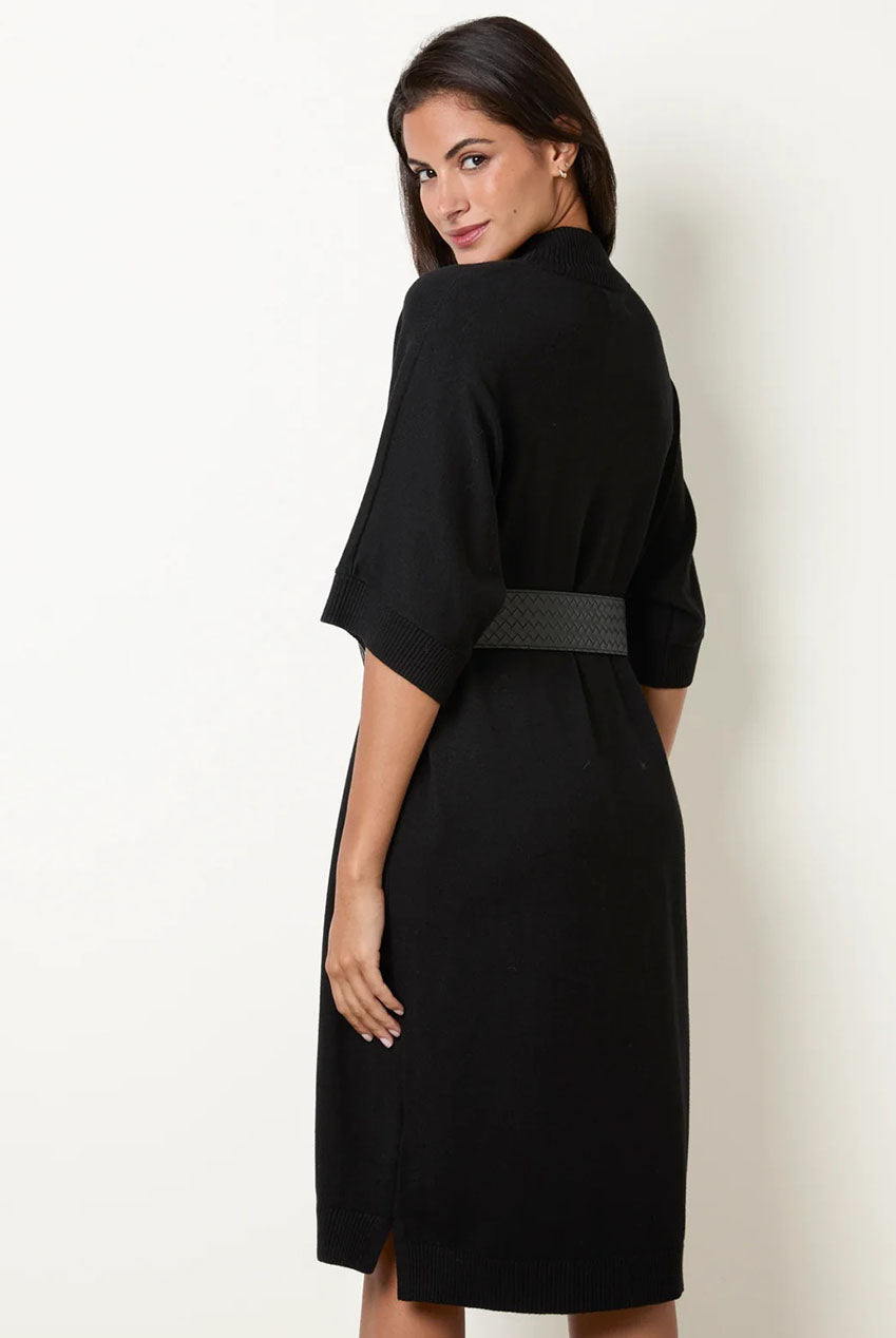 Midi Dress With Woven PU Leather Belt BV4082003
