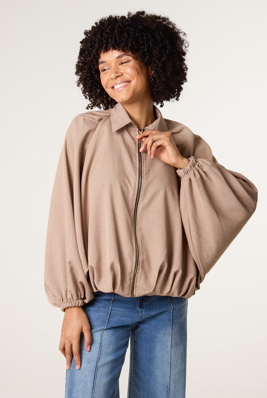 Drape Puffball Zipper Jacket BV5660IT004