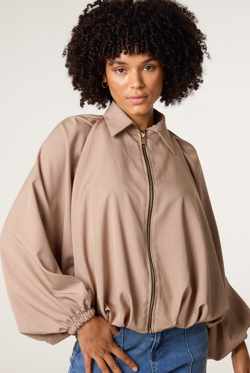 Drape Puffball Zipper Jacket BV5660IT004