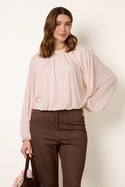Pink - Batwing Puffball Blouse by Blue Vanilla