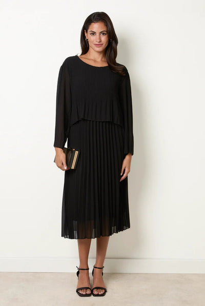 Black - Chiffon Pleated Dress by Blue Vanilla