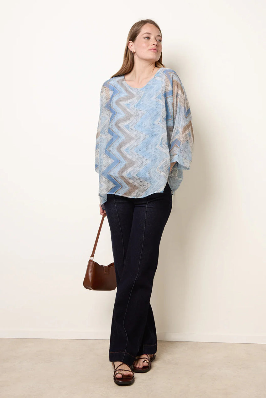 Zig Zag Round Neck Oversized Top BV6216IT002
