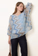 Zig Zag Round Neck Oversized Top by Blue Vanilla