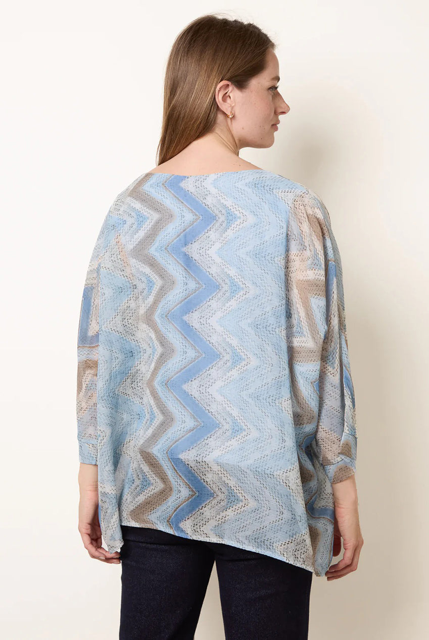 Zig Zag Round Neck Oversized Top BV6216IT002