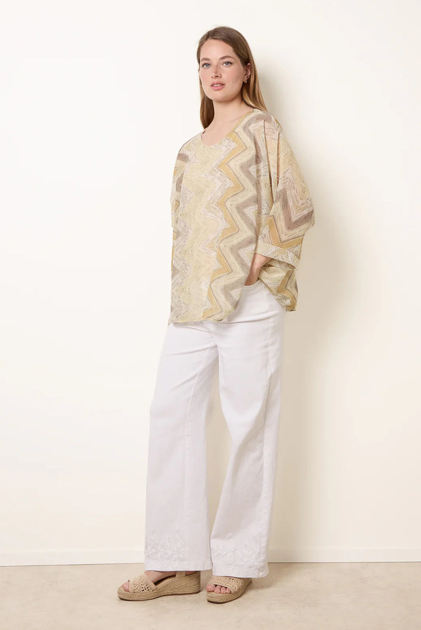 Zig Zag Round Neck Oversized Top BV6216IT178