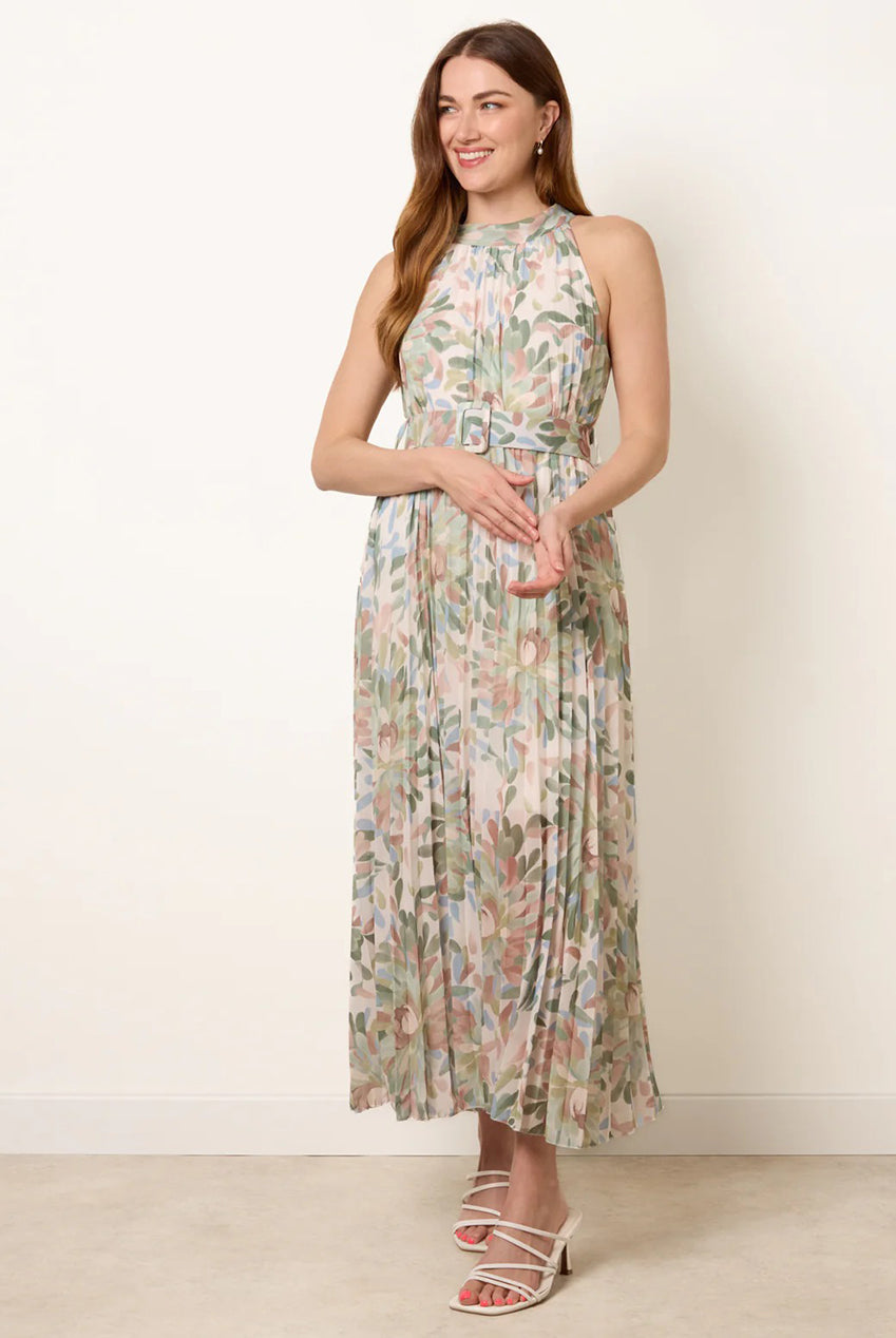 Printed Pleated Dress With Belt BV6258IT435