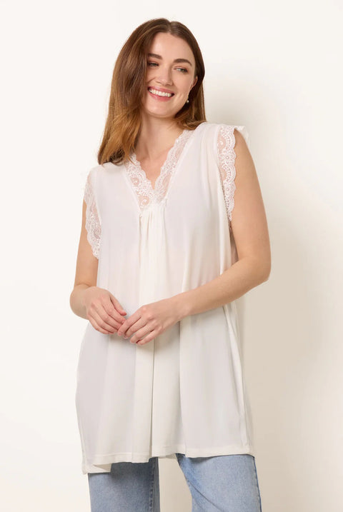 V Lace Trim Top by Blue Vanilla