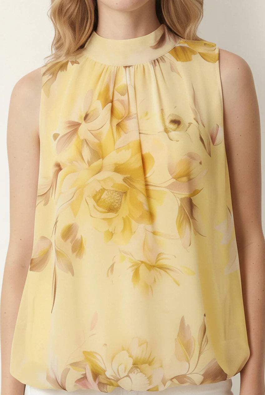 Sleeveless High Neck Puffball Blouse BV6277IT178