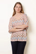 Zig Zag Metallic Bow Back Top by Blue Vanilla