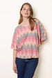 Zig Zag Metallic Bow Back Top by Blue Vanilla