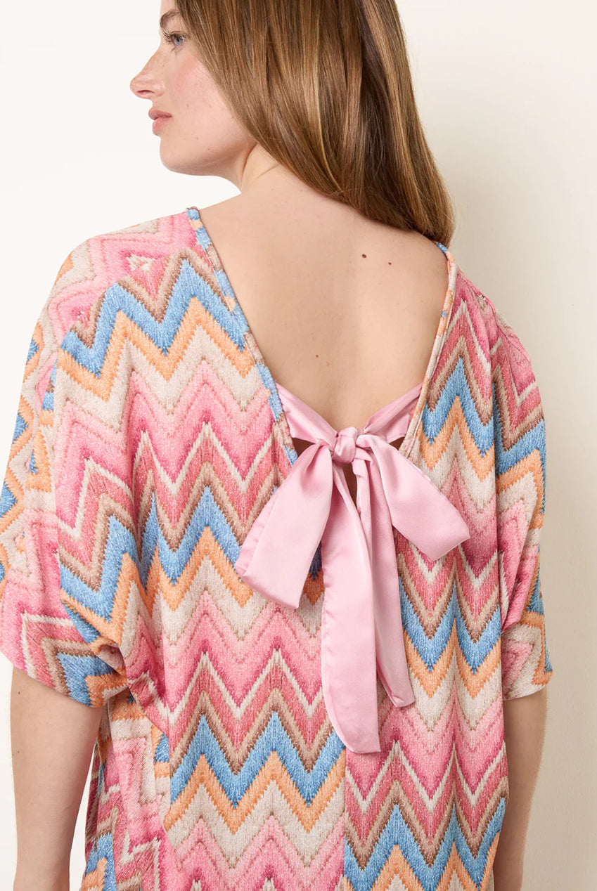 Zig Zag Metallic Bow Back Top BV6285IT020