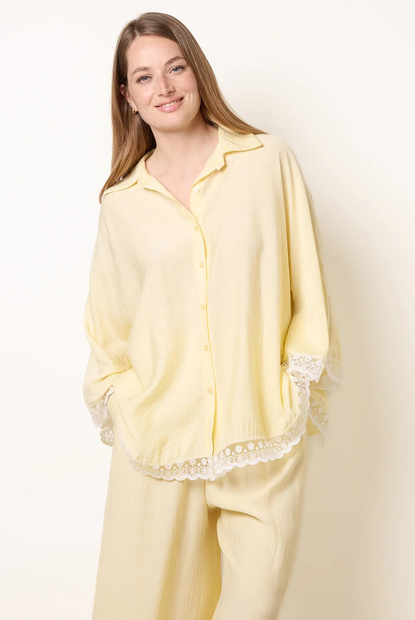 Oversize Crinkle Lace Hem Shirt BV6286IT178