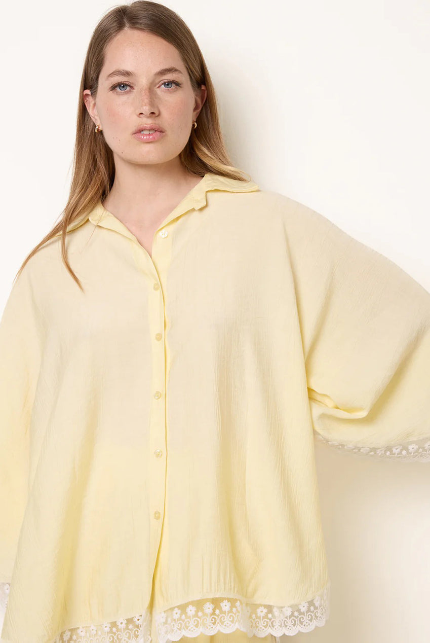 Oversize Crinkle Lace Hem Shirt BV6286IT178