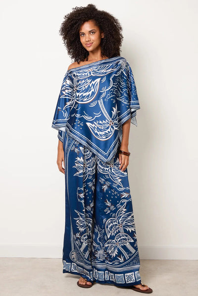 Navy - Scarf Print Trouser Set by Blue Vanilla