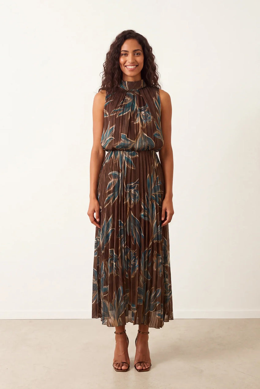 Sleeveless Cowl Neck Dress With Metallic BV6745IT525