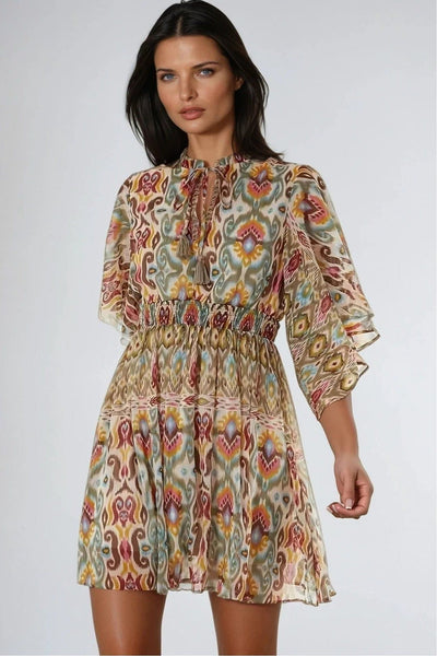 Khaki - Khaki Tiered Mini Dress by Aftershock London