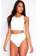 High Waist Thong Bikini Bottoms In White by Maribela