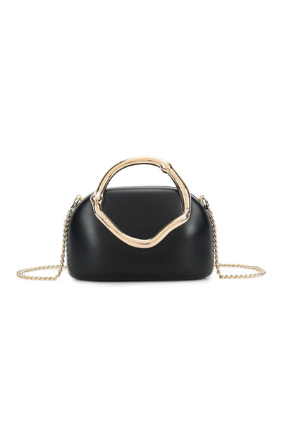Black - Black Clutch Bag With Handle Design by Aftershock London