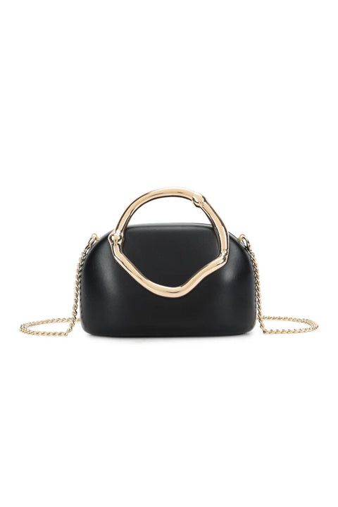 Black Clutch Bag With Handle Design by Aftershock London