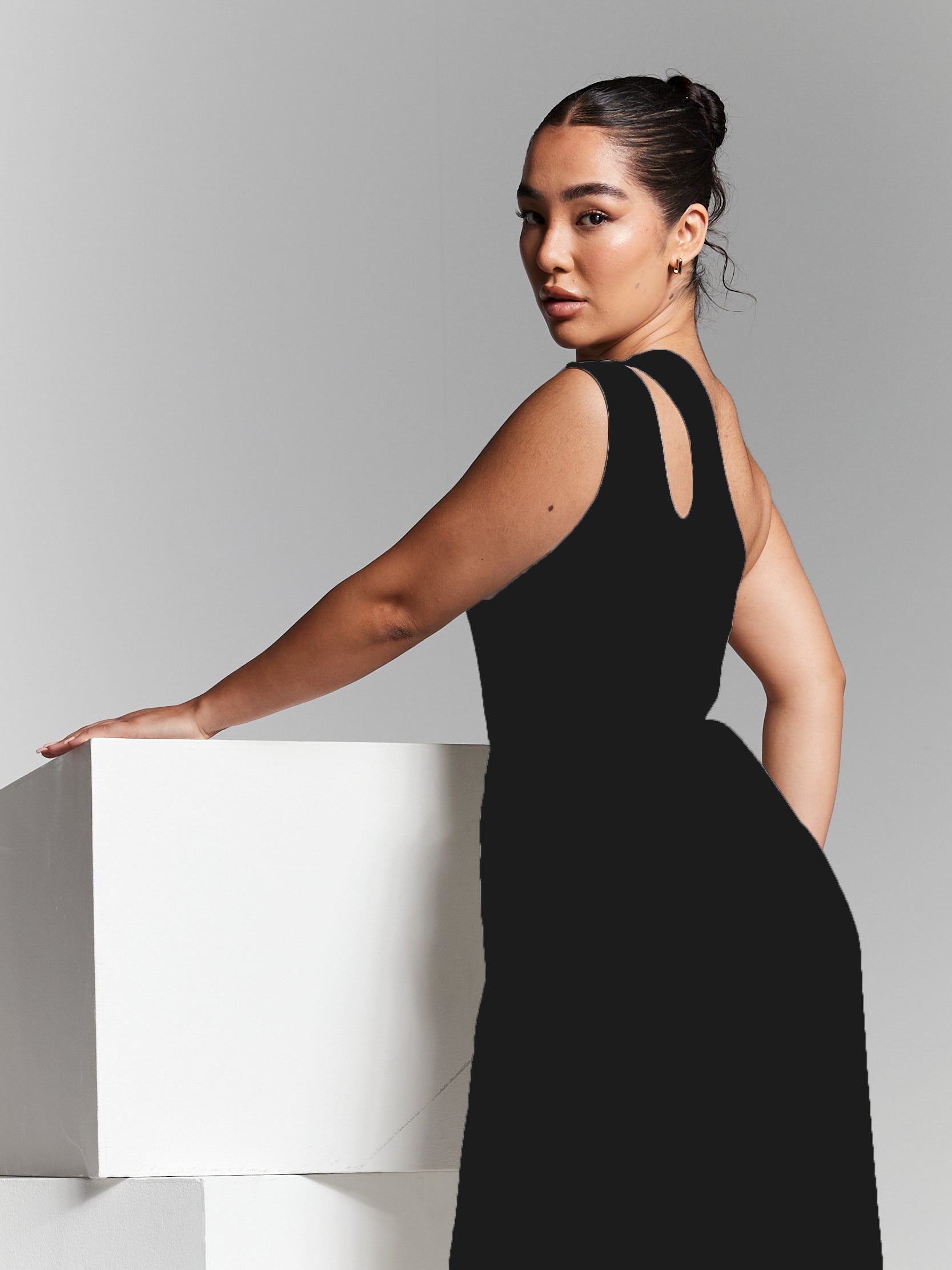 Black One Shoulder Knot Bodysuit INF20228