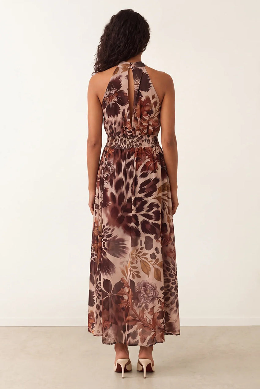 Georgette Printed Halterneck Occasion Dress BV6738IT063