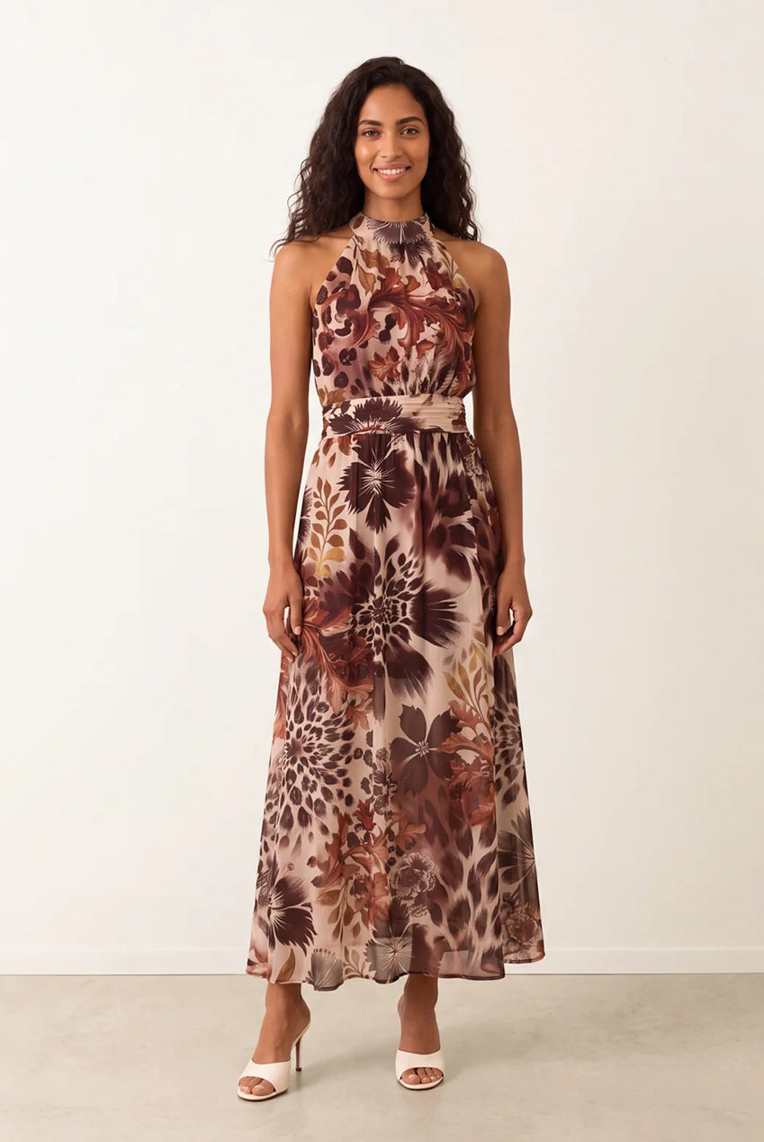Georgette Printed Halterneck Occasion Dress BV6738IT063