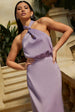 Petite Halter Neck Satin Maxi Dress In Lilac by Chi Chi London