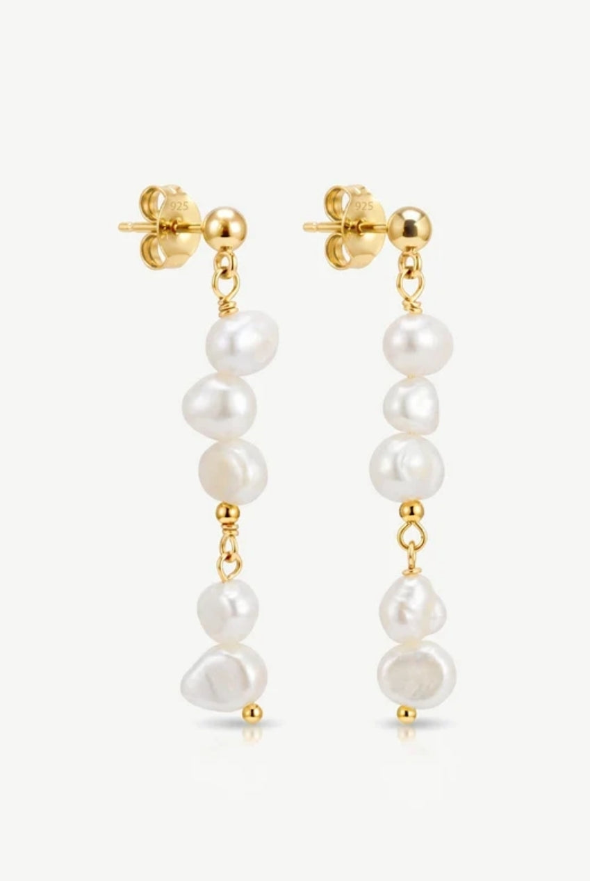Bridal Long Drop Pearl Stud Earrings 556