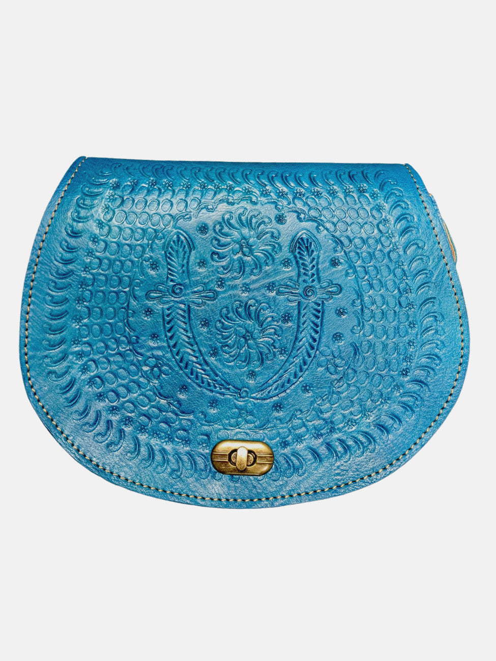The Temara Embossed Saddle Bag In Bright Blue 2016