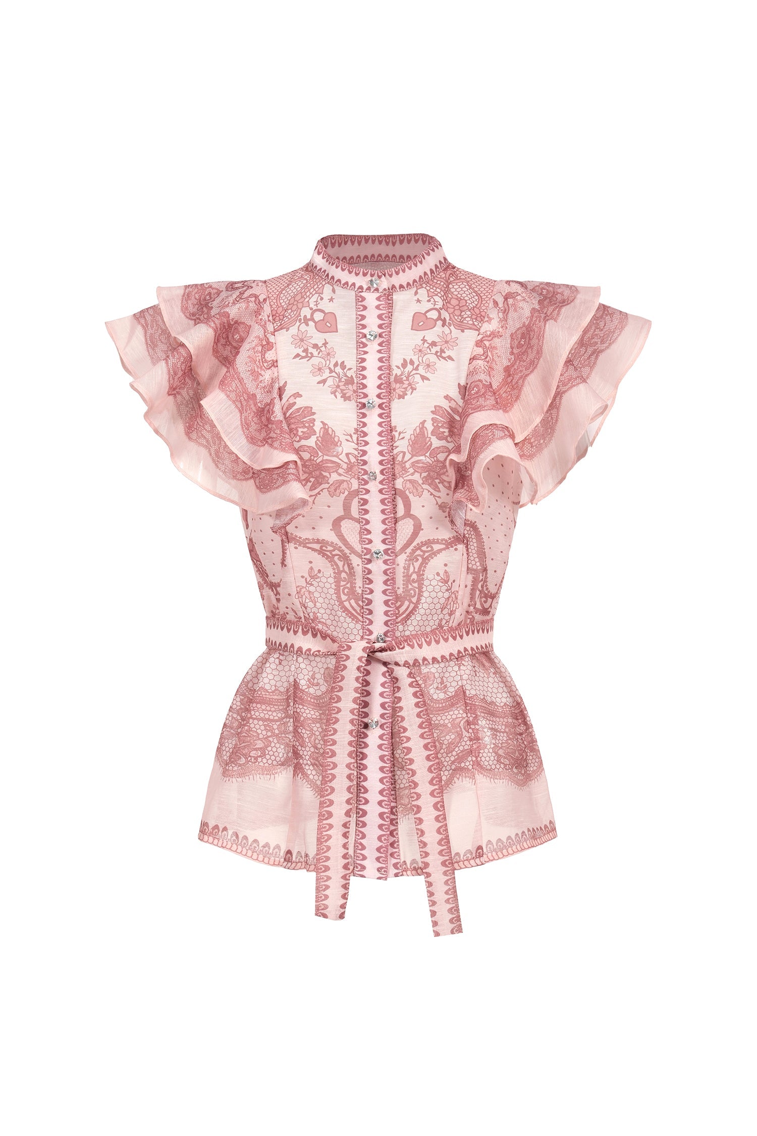 Kimivi Sleeveless Floral Printed Shirt Two-Piece Set C250300120