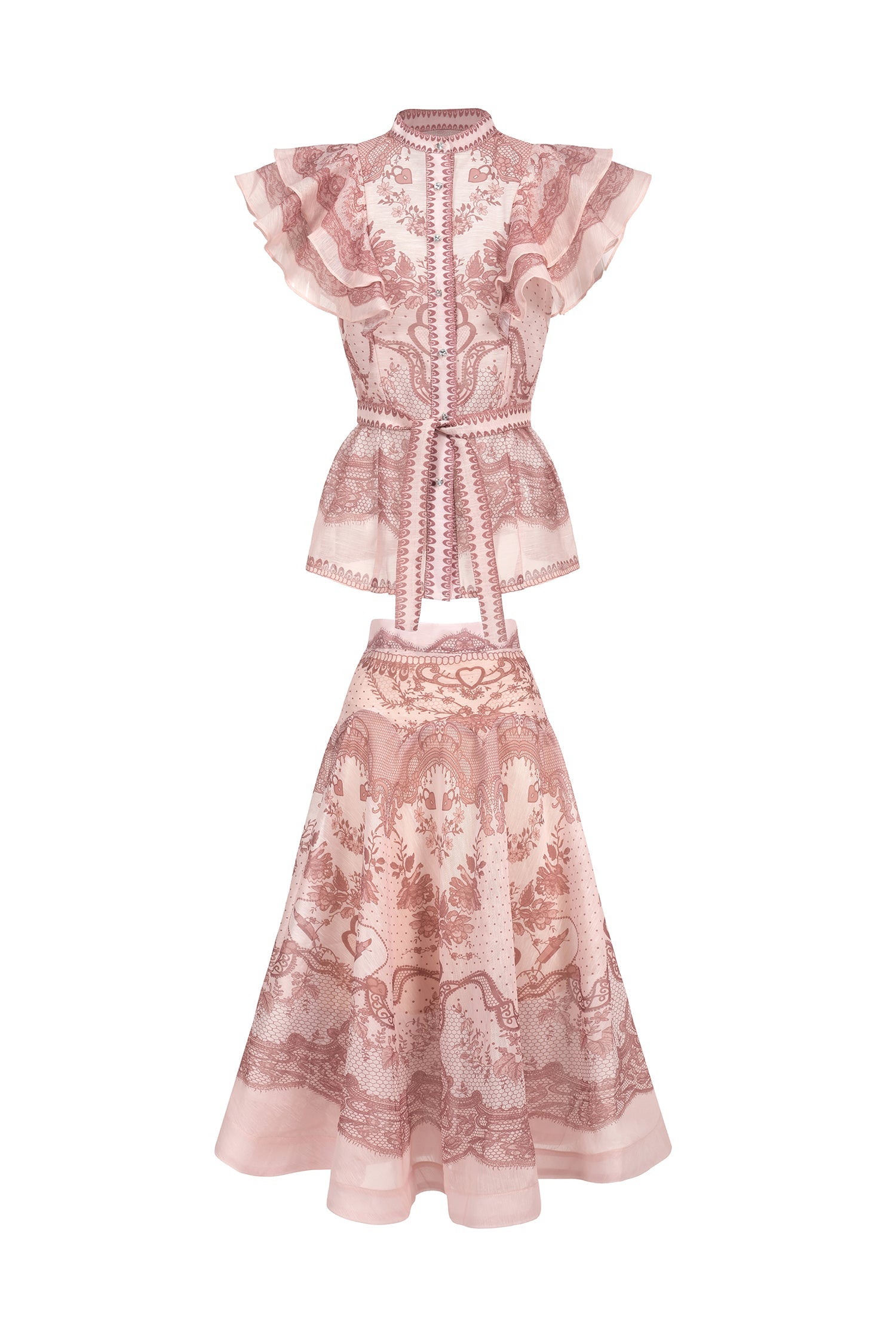 Kimivi Sleeveless Floral Printed Shirt Two-Piece Set C250300120