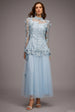 Sabina Long Sleeve Folds Lace Butterfly Top And Skirt Two-Piece Set by Bella Barnett